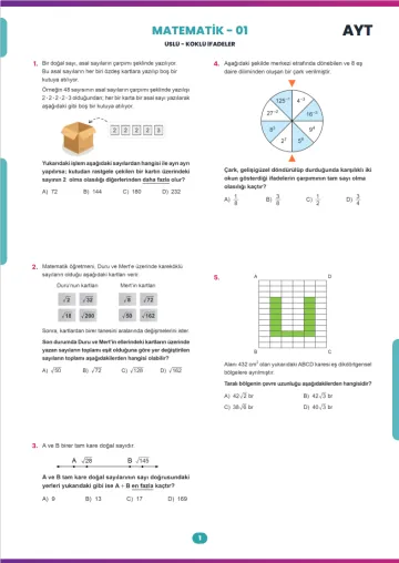 AYT Deneme test sayfası tasarımı